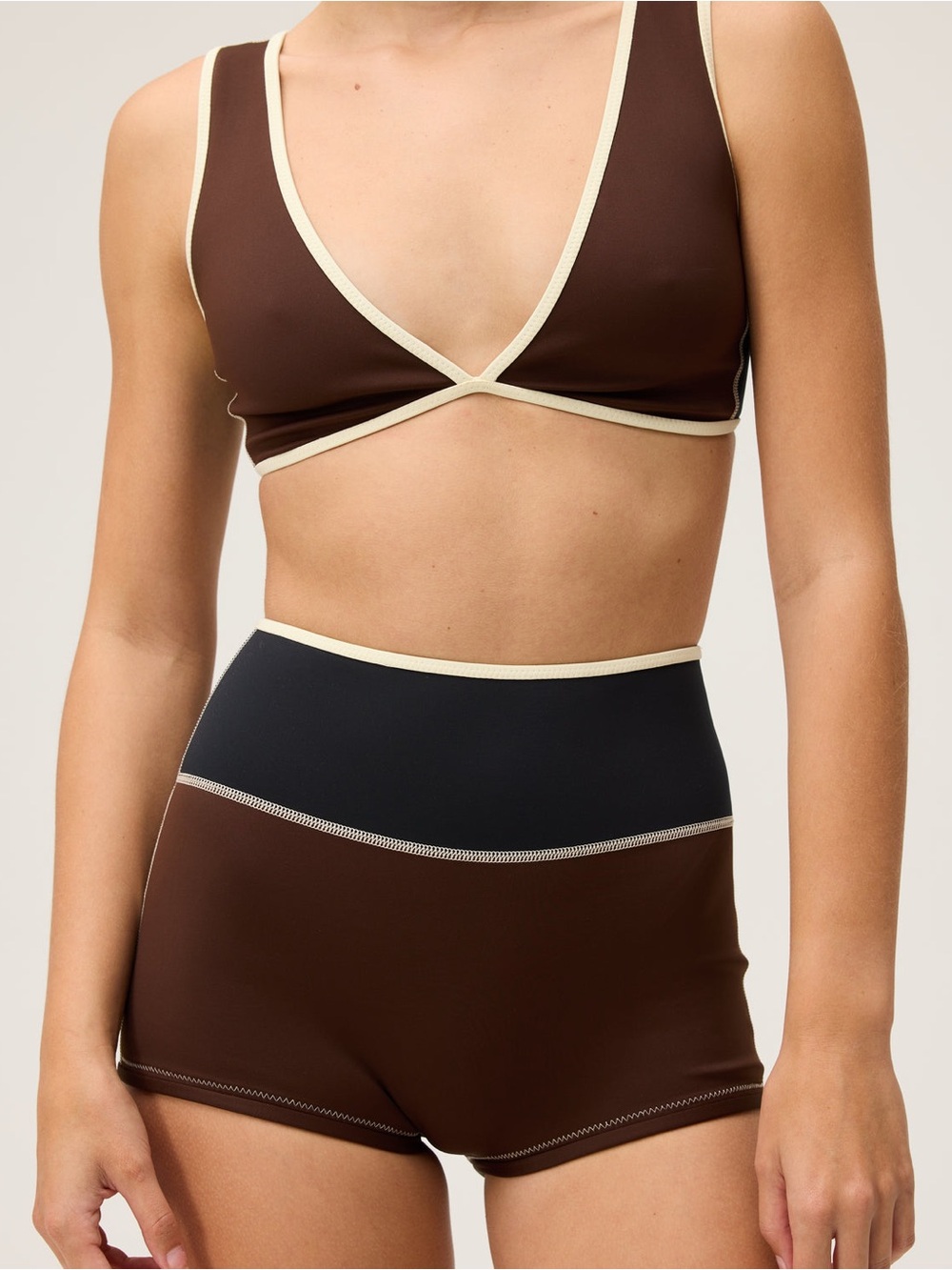 Seea x Free People NWT Darla Top + High Waist Boyshort XS FULL SET Black Brown